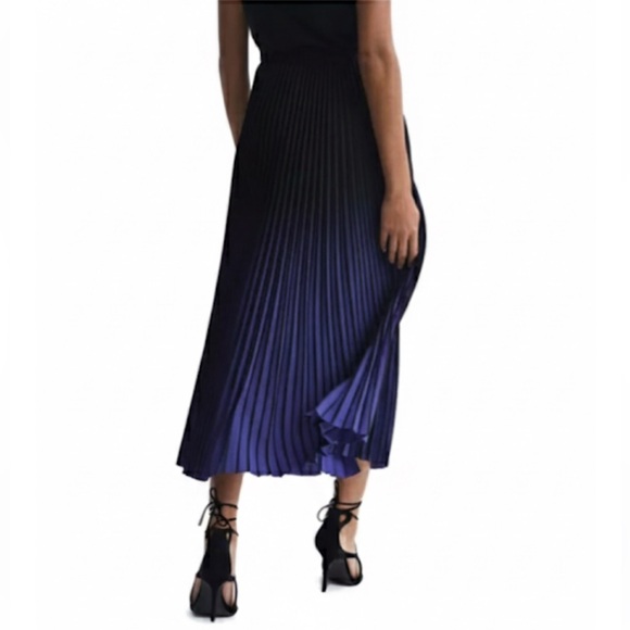 REISS Marlie Knife Pleat Ombré Midi Skirt In Purple & Black Size 4 EUC! - Picture 4 of 13